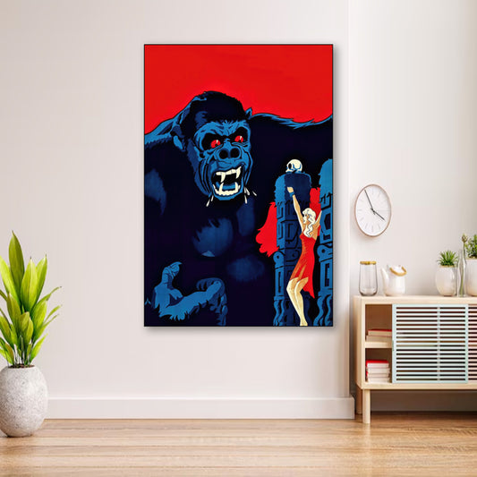 1933 King Kong Movie Poster – Vintage Classic Wall Art wall art displayed in cozy portrait-style interior with minimalist decor