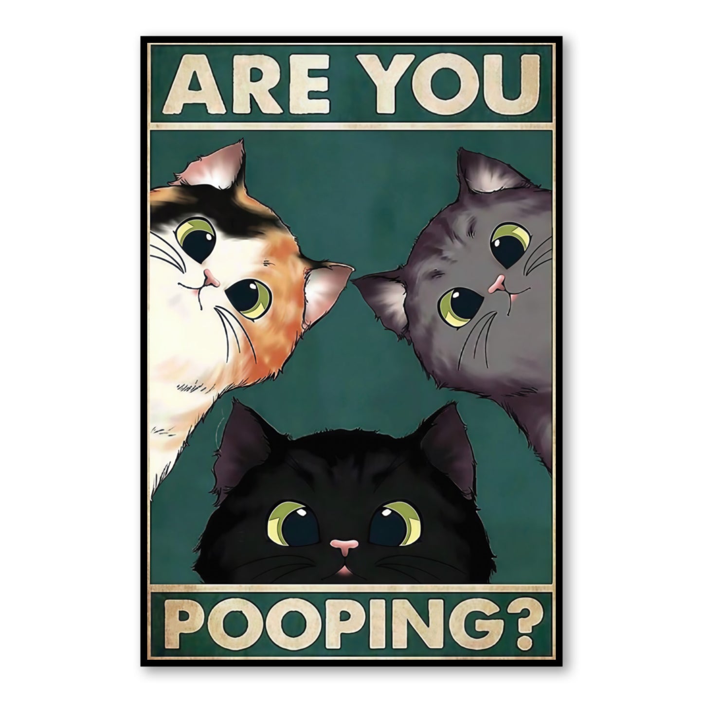 Are You Pooping? Funny Cat Poster – Wall Art for Cat Lovers close-up of full artwork