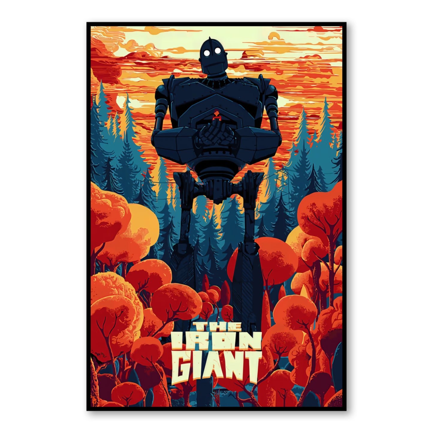 The Iron Giant Poster – Retro Animated Movie Wall Art Print close-up of full artwork