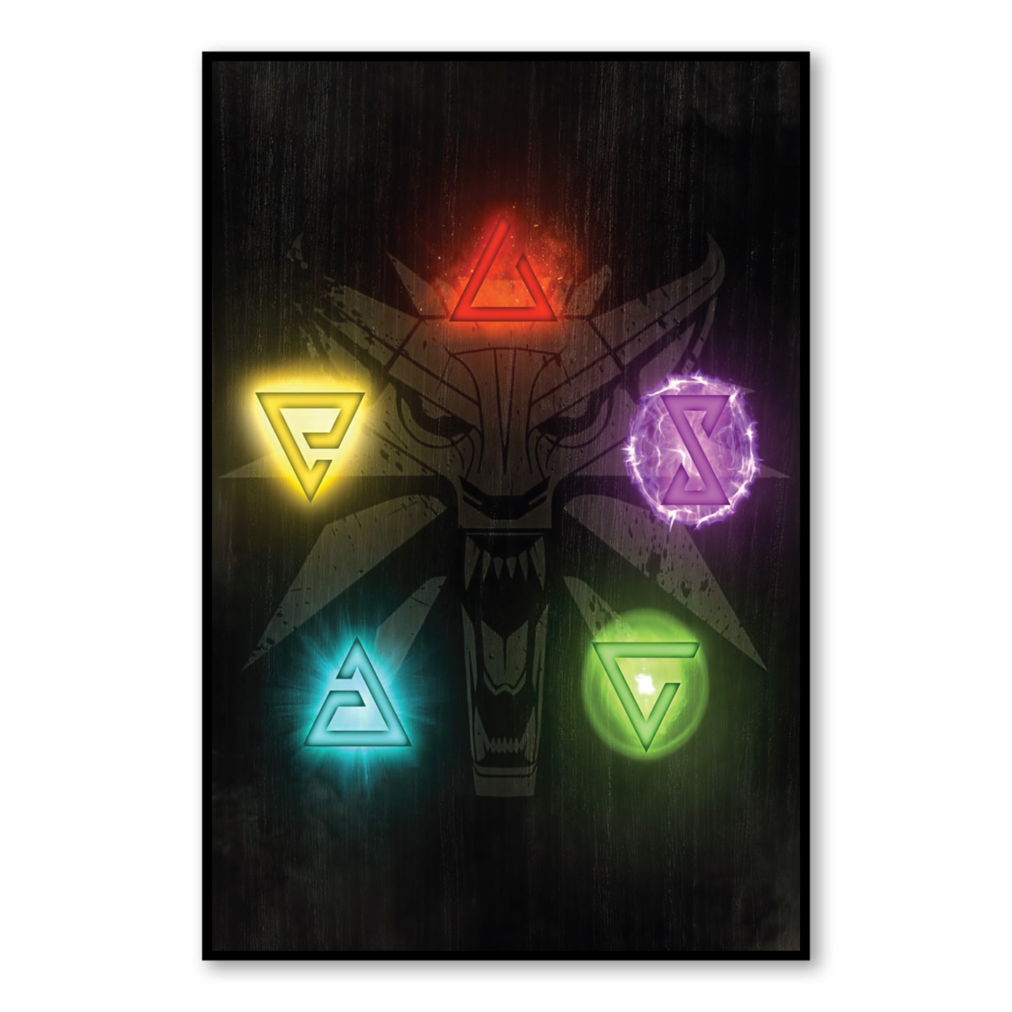 Witcher Power Signs Poster – Fantasy Gamer Wall Decor close-up of full artwork