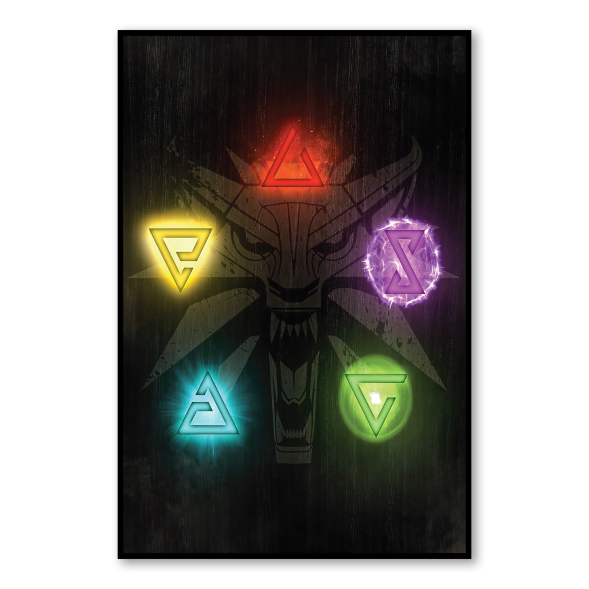 Witcher Power Signs Poster – Fantasy Gamer Wall Decor close-up of full artwork