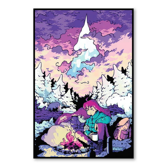 Celeste Campfire Poster – Emotional Indie Game Wall Art Print close-up of full artwork