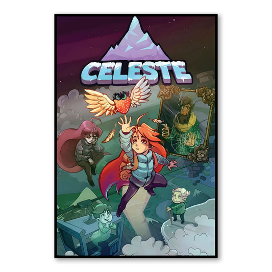 Celeste Game Cover Poster – Madeline’s Journey to the Summit close-up of full artwork