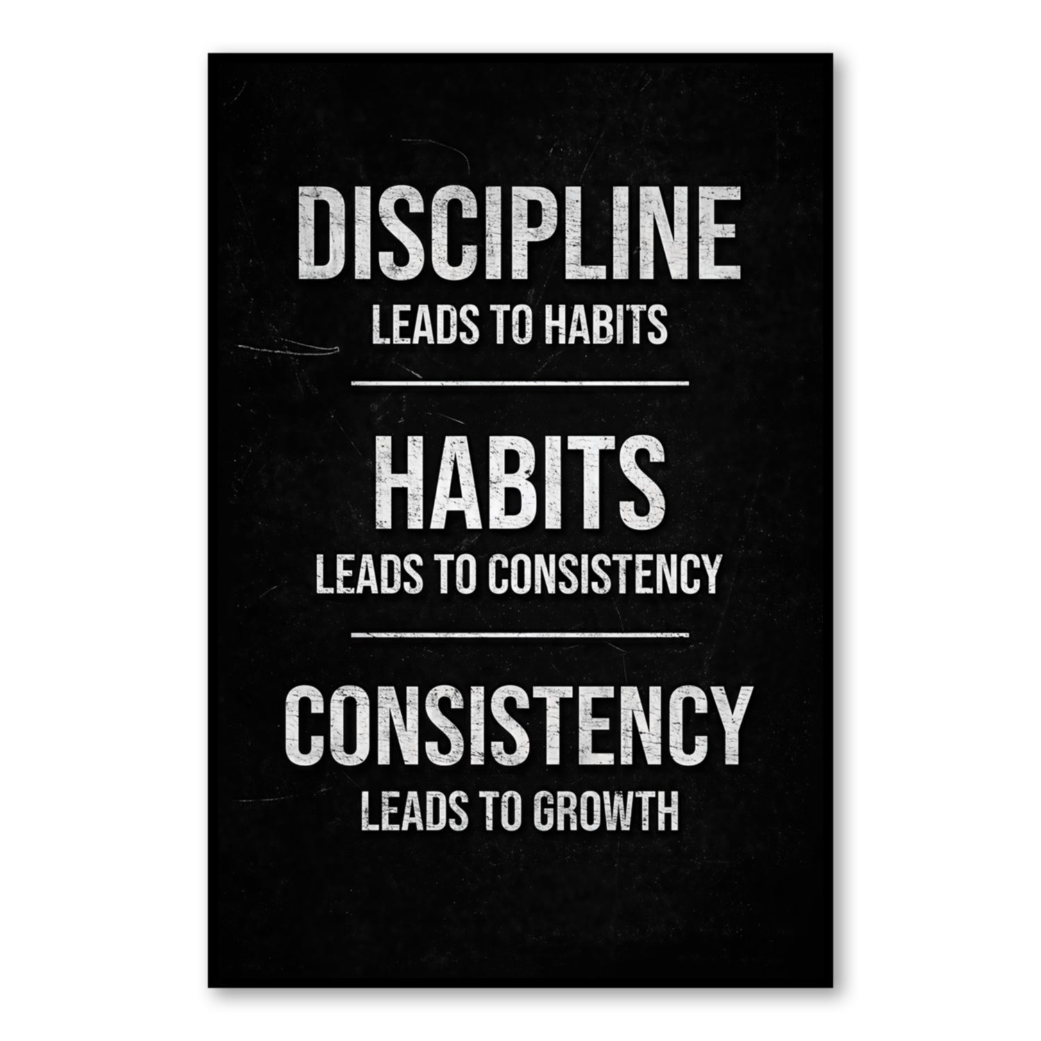 Discipline Leads to Growth Poster – Motivational Quote Wall Art close-up of full artwork